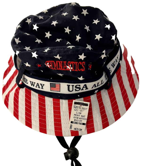 STARS & STRIPES BUCKET HAT â€œUSA ALL THE WAYâ€ GRAPHIC GYMNASTICS EMBROIDERED Sz M - Image 3