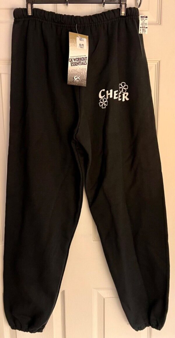 GK â€œCHEERâ€ GRAPHIC ADULT MEDIUM NAVY COT/POLY ATHLETIC LOUNGE SWEATPANTS Sz AM