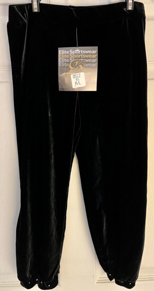 GK DANCE BLACK VELVET LADIES LARGE JEWELED CUFFS CAPRI CHEER CASUAL Sz L NWT!