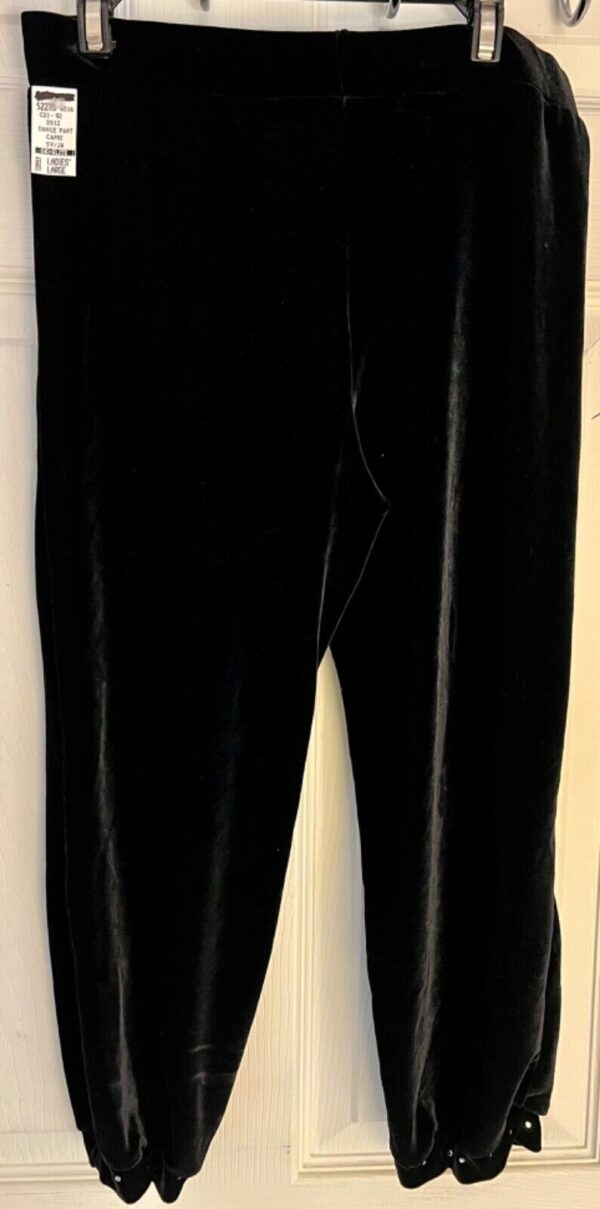 GK DANCE BLACK VELVET LADIES LARGE JEWELED CUFFS CAPRI CHEER CASUAL Sz L NWT! - Image 5