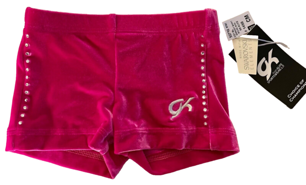 CHEER GK ELITE CHILD MEDIUM MICRO MINI JEWELED WORKOUT SHORTS PINK VELVET SZ M - Image 4