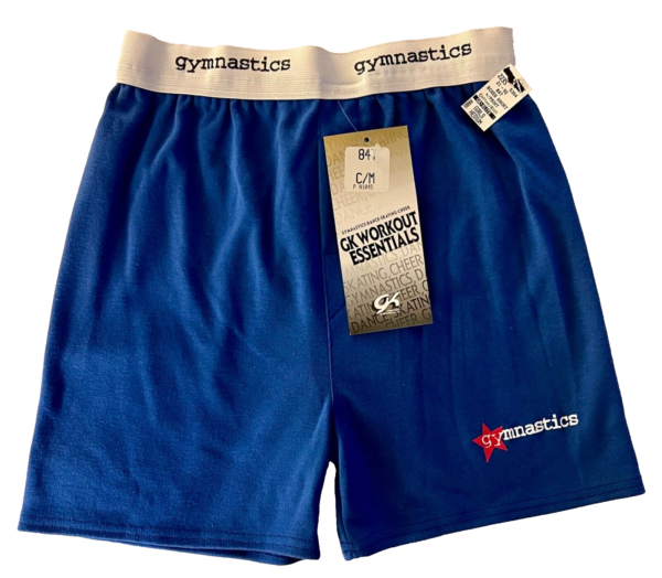 GK â€œGYMNASTICSâ€ GRAPHIC COTTON BOXER SHORTS GIRLS MEDIUM BLUE LOUNGE CASUAL SZ M