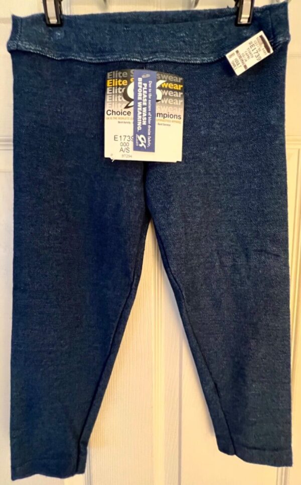 GK CLASSIC CAPRI LADIES SMALL BLUE JEAN STRETCH DENIM TIGHTS GYMNASTICS Sz AS - Image 2