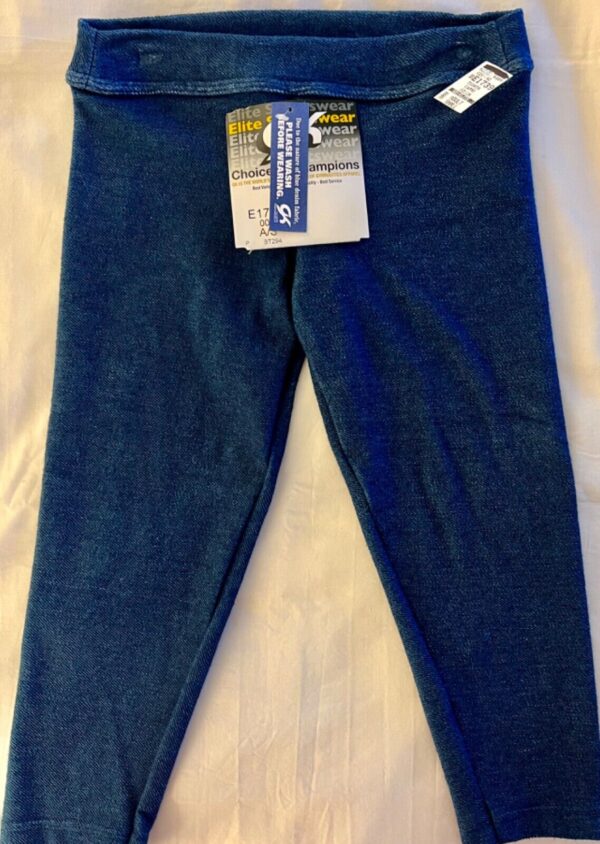 GK CLASSIC CAPRI LADIES SMALL BLUE JEAN STRETCH DENIM TIGHTS GYMNASTICS Sz AS - Image 7