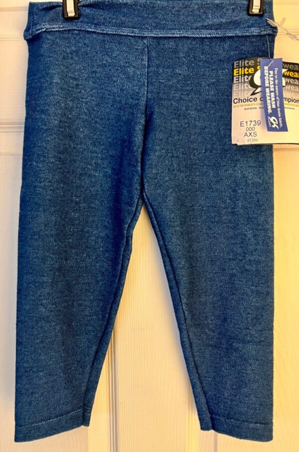 GK CLASSIC CAPRI LADIES X-SMALL BLUE DENIM STRETCH TIGHTS GYMNASTICS Sz AXS NWT! - Image 2