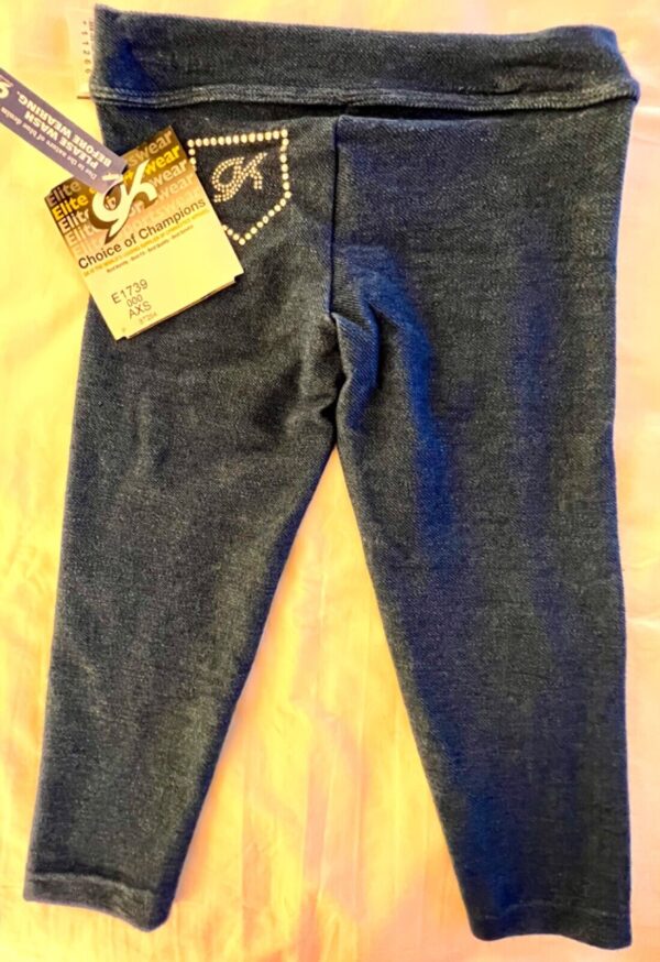 GK CLASSIC CAPRI LADIES X-SMALL BLUE DENIM STRETCH TIGHTS GYMNASTICS Sz AXS NWT! - Image 7