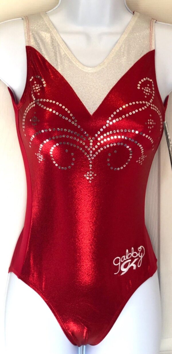 GABBY DOUGLAS  STAR BRIGHT ADULT X-SMALL RED GYMNASTIC DANCE GK TANK LEOTARD AXS