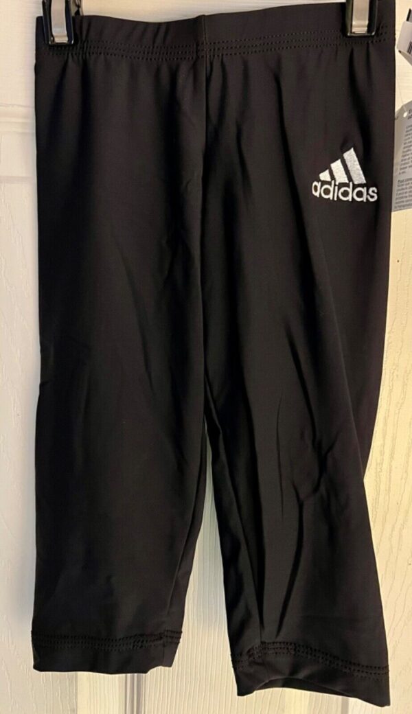 ADIDAS GIRLS X-SMALL (4-5) BLACK CLIMALITE GYMNASTICS DANCE CAPRI TIGHTS Sz CXS - Image 2