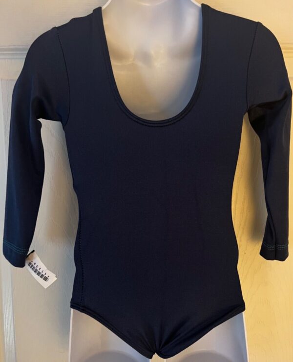 GK LgSLV GIRLS XXS/TODDLER NAVY BLUE NYLON/SPANDEX GYMNASTS DANCE LEOTARD CXXS - Image 2