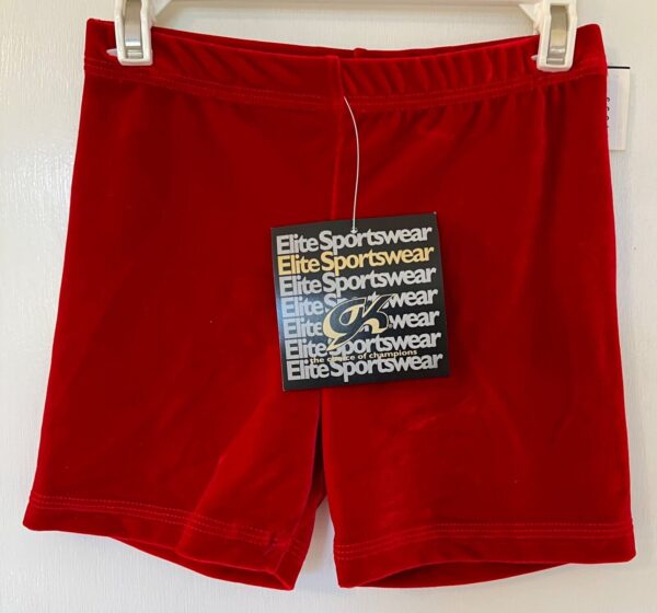 GK ELITE RED VELVET ADULT X-SMALL GYMNASTICS DANCE WORKOUT SHORTS Sz AXS NWT!