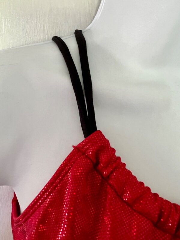 GK DANCE JAZZ ADULT SMALL RED FOIL CRISSCROSS STRAPS NYLON/SPAND TOP Sz AS NWT! - Image 2