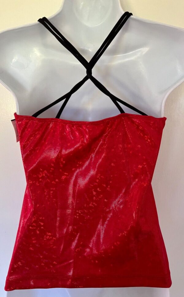 GK DANCE JAZZ ADULT SMALL RED FOIL CRISSCROSS STRAPS NYLON/SPAND TOP Sz AS NWT! - Image 7