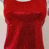GK DANCE CHEER ADULT SMALL RED DOTTED FOIL SLVLS RACERBACK TANK TOP Sz AS NWT!