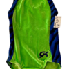 GK GREEN CHILD X-SMALL GREEN VELVET BLUE BLACK GYMNASTICS DANCE TANK LEOTARD XS