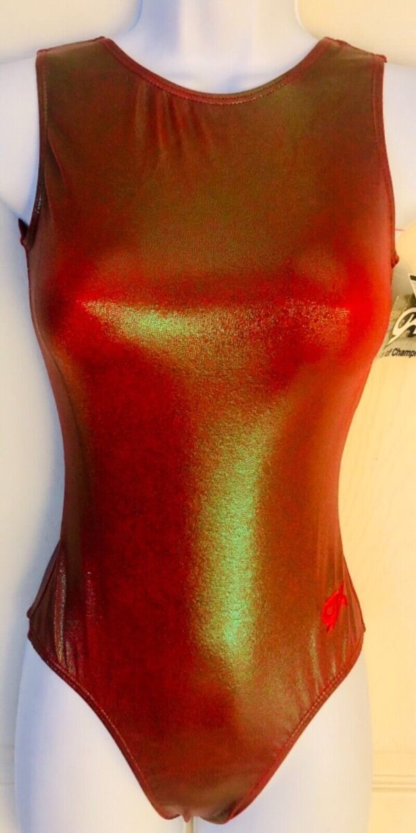 GK FESTIVE CINNAMINT FOIL ADULT SMALL GYMNASTS DANCE CLASSIC TANK LEOTARD Sz AS