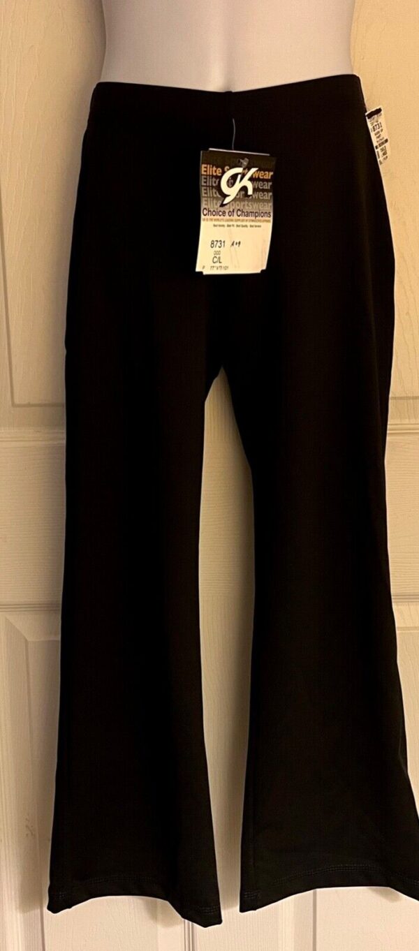 GK BLACK WARM-UP PANTS CHILD LARGE DRY TECH LOW RISE FITTED GYNMNASTS CHEER Sz L