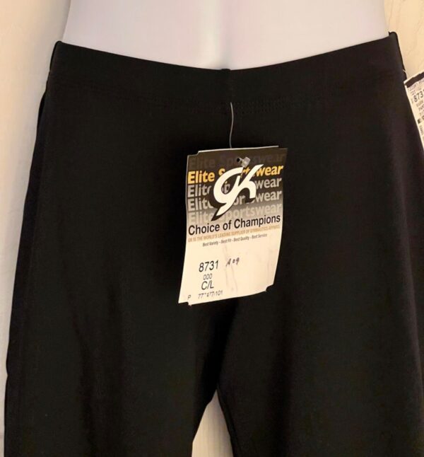 GK BLACK WARM-UP PANTS CHILD LARGE DRY TECH LOW RISE FITTED GYNMNASTS CHEER Sz L - Image 2