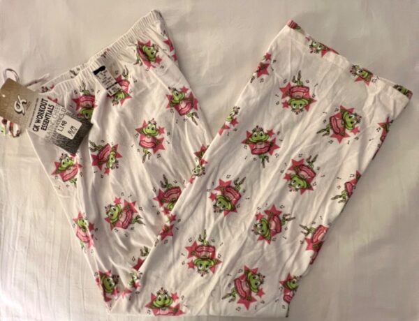 GK ADULT MEDIUM WHITE COTTON DANCING FROG PRINT  LOUNGE PJ BOTTOMS Sz M NWT - Image 5