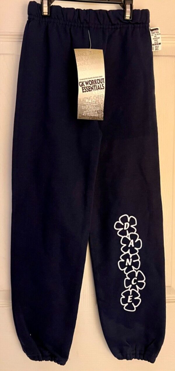 GK â€œDANCEâ€ GRAPHIC CHILD SMALL NAVY COTTON/POLY ATHLETIC LOUNGE SWEATPANTS Sz CS