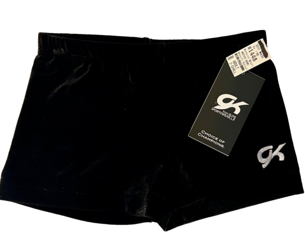 GK WORKOUT ADULT X-SMALL MICRO MINI SHORTS BLACK VELVET GYMNASTS CHEER DANCE XS