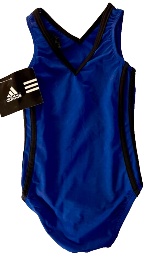 ADIDAS TANK GK LEOTARD CHILD X-SMALL BLUE BLACK CLIMALITE GYMNASTS DANCER SZ S - Image 8