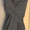 NEW YORK & COMPANY BLACK WHITE WOMENS SMALL SLVLS DRAPE NECK DRESS TOP Sz S EUC!