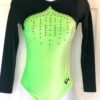 GK LgSLV NEON LIME BLACK VELVET ADULT BLACK JA GYMNASTIC DANCE LEOTARD Sz AS NWT