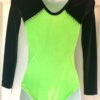 GK LgSLV NEON LIME BLACK VELVET ADULT BLACK JA GYMNASTIC DANCE LEOTARD Sz AS NWT - Image 3