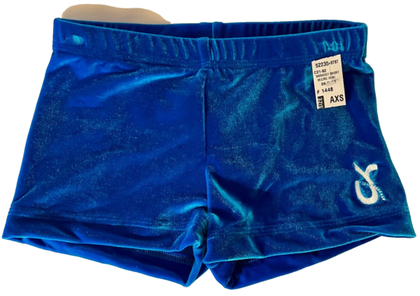 GK CHEER ADULT X-SMALL MICRO MINI WORK SHORTS TURQUOISE VELVET GYMNASTS DANCE XS