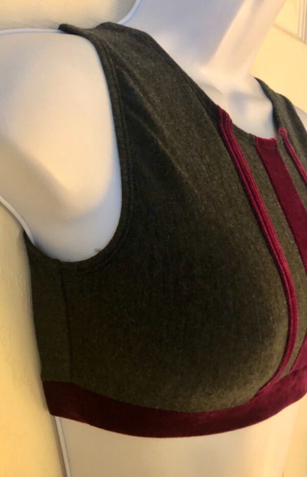 GK JAZZ DANCE CHEER ADULT SMALL GRAY COTTON PLUM VELVET TANK CROP TOP Sz AS NWT! - Image 3