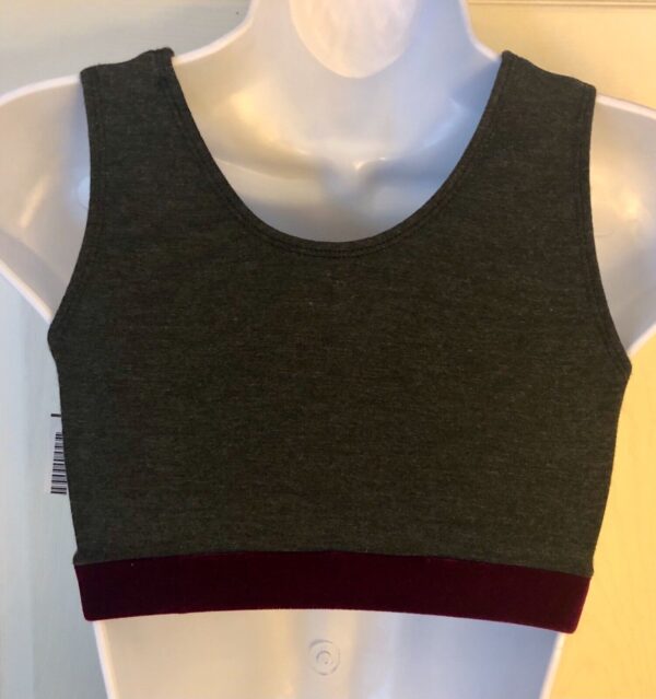 GK JAZZ DANCE CHEER ADULT SMALL GRAY COTTON PLUM VELVET TANK CROP TOP Sz AS NWT! - Image 5