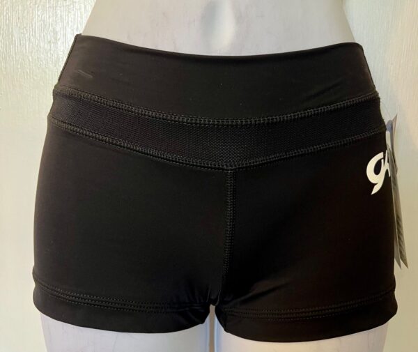 GK GYMTEK ADULT SMALL BLACK MICRO MINI GYMNASTS DANCE CHEER WORKOUT SHORTS Sz AS