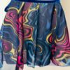 GK DANCE WRAP SKIRT ADULT MEDIUM ABSTRACT WAVE PATTERN BLUE VELVET TIE SZ M NWT! - Image 3