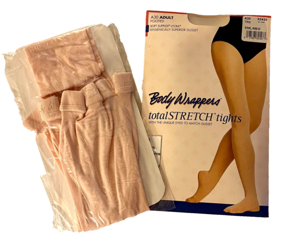 BODY WRAPPERS ADULT TOTAL STRETCH FOOTED DANCE SOFT STRETCH BALLET PK TIGHTS S-M - Image 2