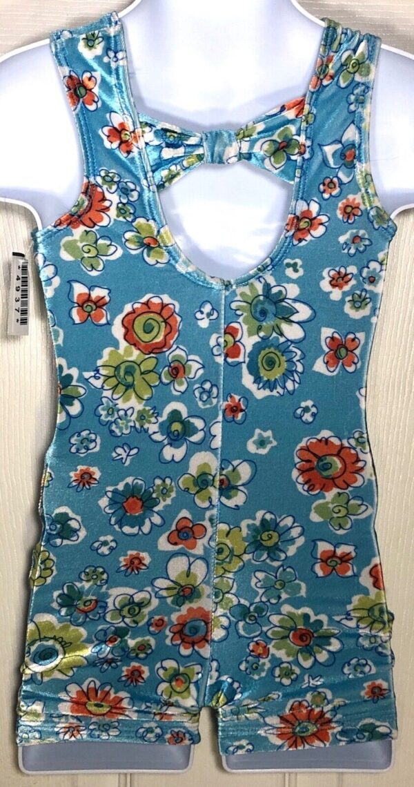 GK KIDS BIKETARD CHILD TODDLER VELVET FLORAL PRINT GYMNASTIC DANCE TANK TD NWT - Image 2