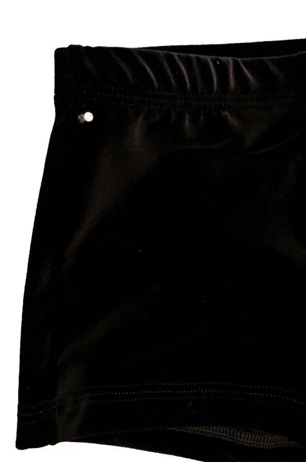 GK BLACK VELVET ADULT X-SMALL MICRO MINI CRYSTALS CHEER DANCE GYMNASTS SHORTS XS - Image 3