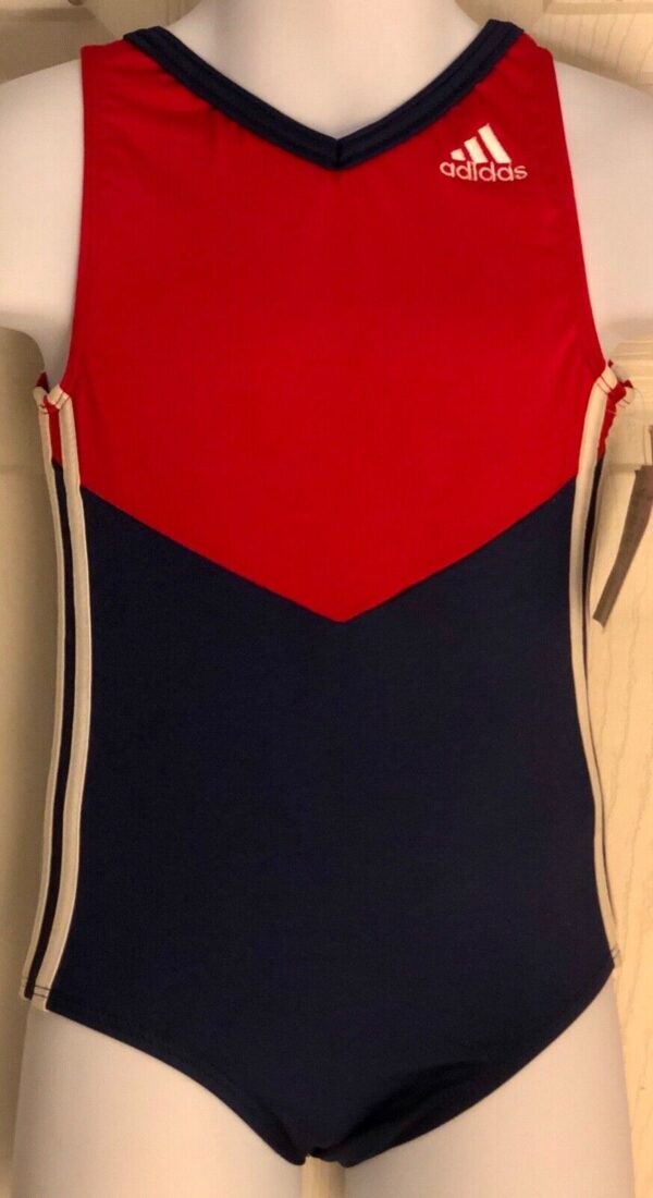 ADIDAS TANK GK LEOTARD CHILD X-SMALL RED NAVY NYLON/SPANDEX GYMNASTIC DANCE CXS