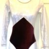 GK LgSLV WHITE STAR FOIL PRINT ADULT SMALL PLUM VELVET GYMNASTICS LEOTARD Sz AS