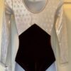 GK LgSLV WHITE STAR FOIL PRINT ADULT SMALL PLUM VELVET GYMNASTICS LEOTARD Sz AS - Image 4