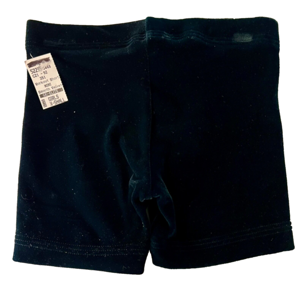 GK BLACK VELVET CHILD X-SMALL MICRO MINI WORKOUT DANCE GYMNASTS CHEER SHORTS CXS - Image 5