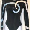 GK LONG SLEEVE LADIES SMALL BLACK BLUE WHITE FOIL  DANCE LEOTARD AS