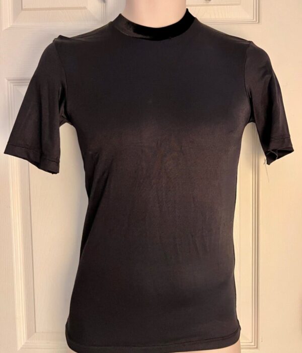 GK MENS X-SMALL BLACK NYLON VELVET CREW DANCE SKATE PERFORMANCE SHIRT Sz AXS