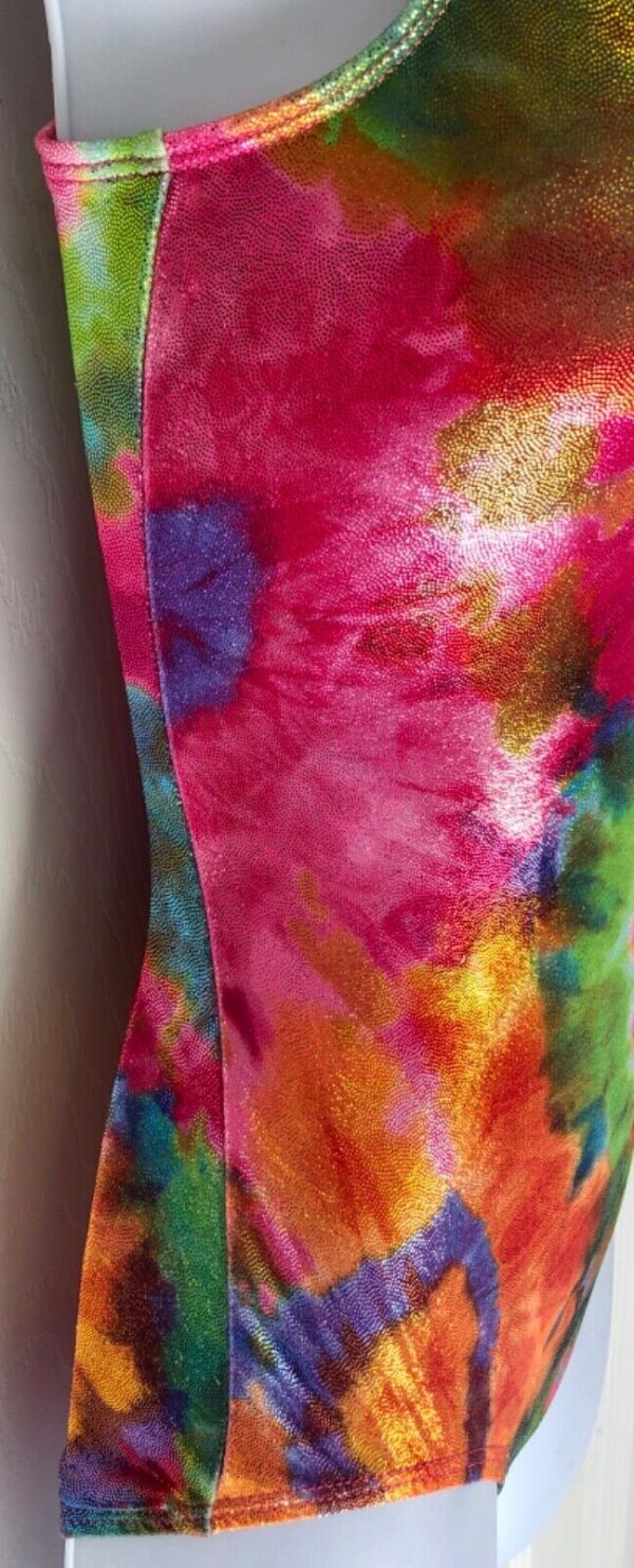 GK TIE-DYE WOODSTOCK FOIL ADULT SMALL TANK GYMNASTICS DANCE CHEER LEOTARD AS NWT - Image 4