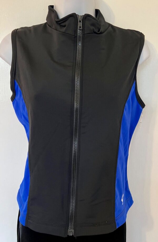 GK SPORTY UNISEX ADULT SMALL SLVLS BRUSH TRICOT WARMUP VEST BLACK ROYAL Sz S - Image 5