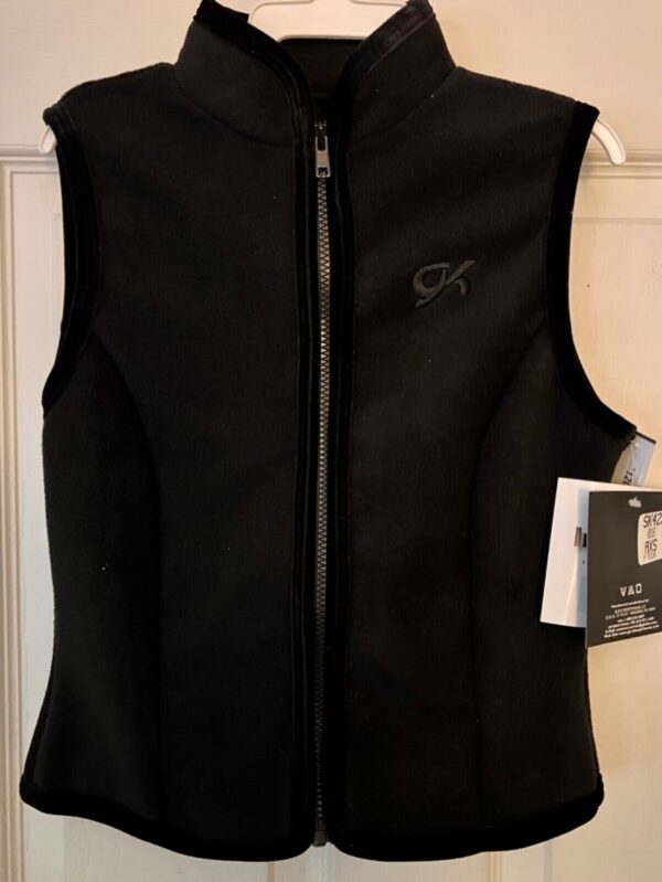 GK BLACK VEST ADULT SMALL POLYESTER FLEECE VELVET TRIM FRONT ZIP SKATE GYM Sz S - Image 7