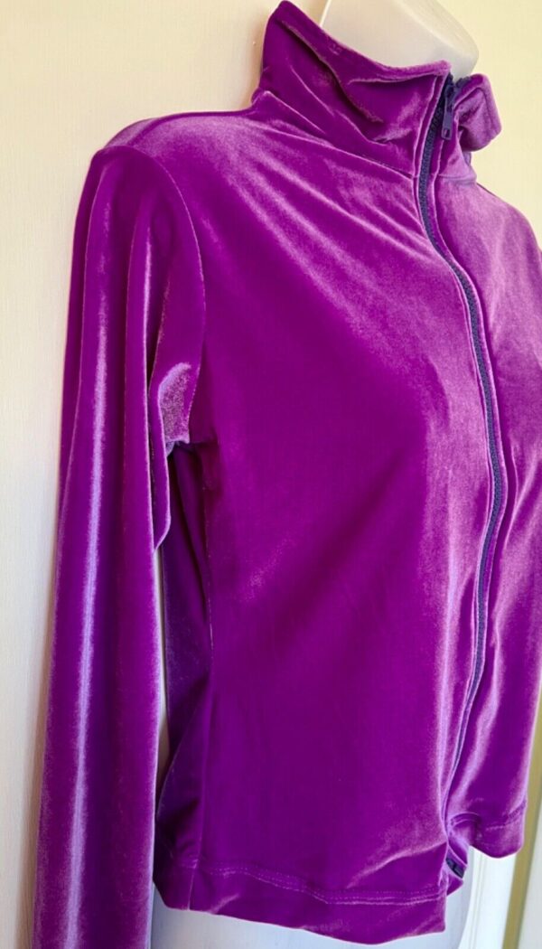 GK WARM UP JACKET LADIES SMALL PURPLE VELVET ZIP FRONT GYM DANCE CHEER SKATE S - Image 2