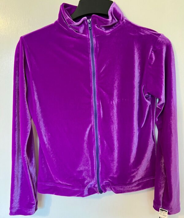 GK WARM UP JACKET LADIES SMALL PURPLE VELVET ZIP FRONT GYM DANCE CHEER SKATE S - Image 4