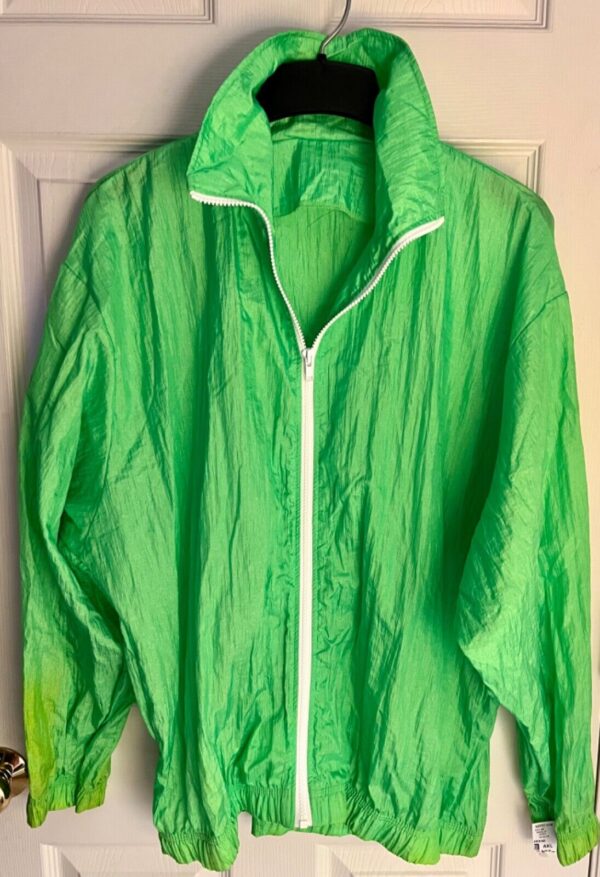 GK WARM UP JACKET ADULT X-LARGE GREEN CRINKLE NYLON GYMNASTIC CHEER OUTDO0RS XL