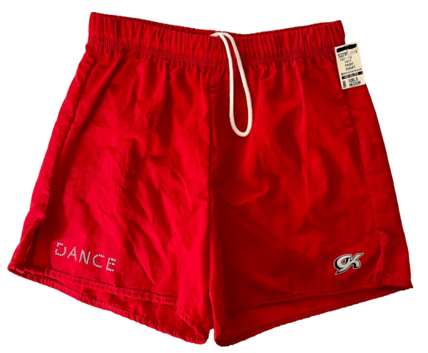 GK RED BOXERS GIRLS MEDIUM NYLON METALLIC "DANCE" WORKOUT ACTIVEWEAR SHORTS SZ M