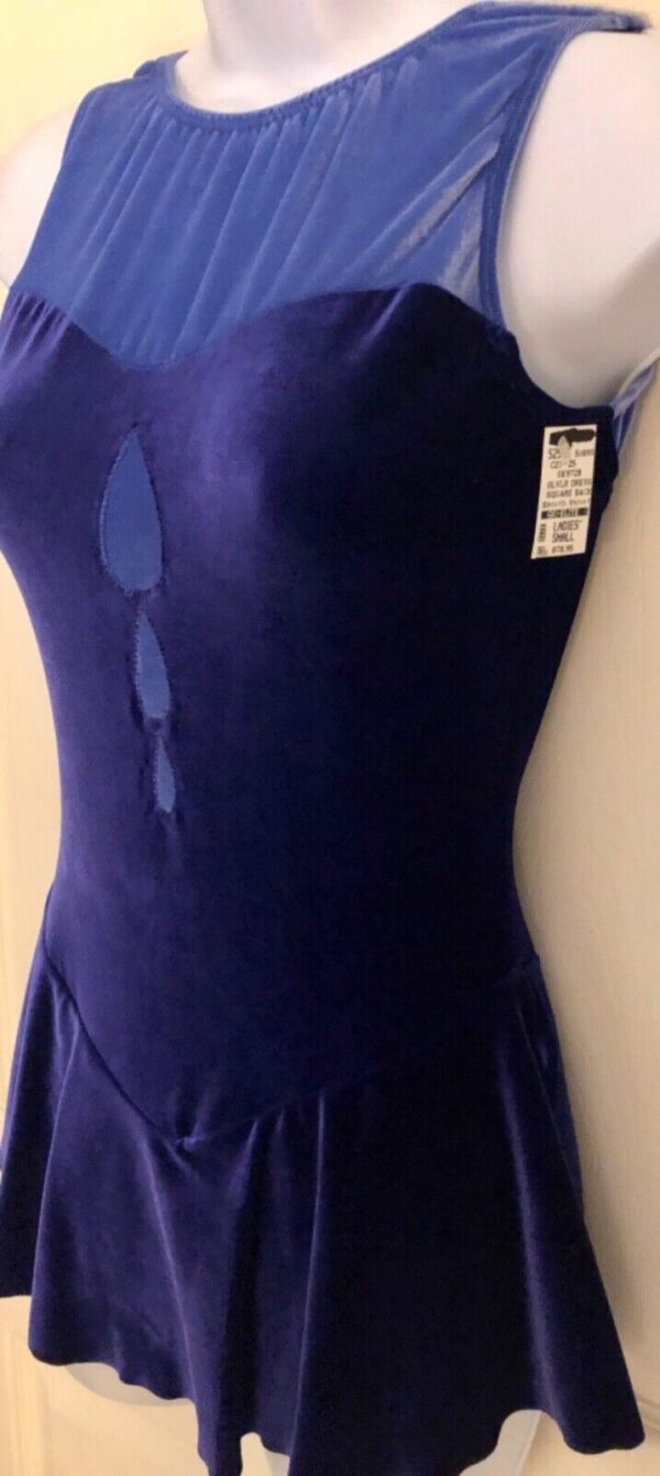 GK ICE FIGURE SKATE ADULT SMALL PURPLE VELVET TEAR DROPS TANK DRESS Sz AS NWT! - Image 5